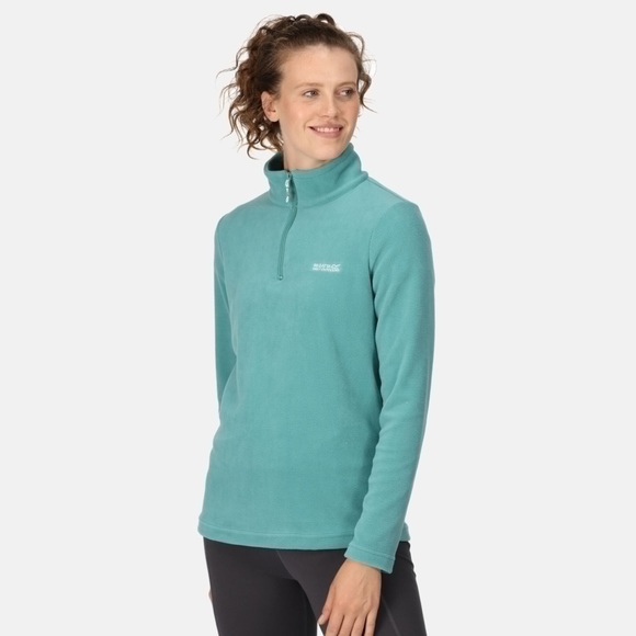 Regatta Womens Micro Fleece Size 12 Lightweight Pullover Turquoise 1/4 Zip Gorp - Picture 1 of 15